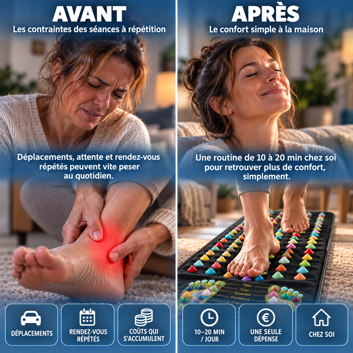 APLEA — Tapis de massage et de réflexologie plantaire