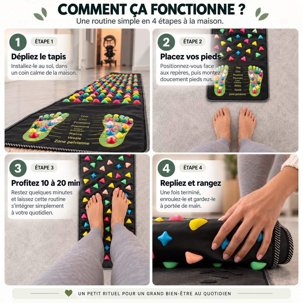 APLEA — Tapis de massage et de réflexologie plantaire